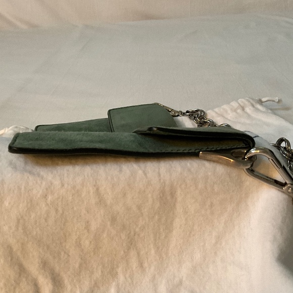 PRADA Camoscio Suede Metal Sound Bag Green - Picture 14 of 15